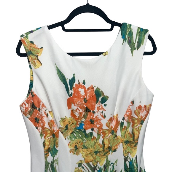 Floral Sleeveless Dress in White and Yellow - Picture 7 of 15